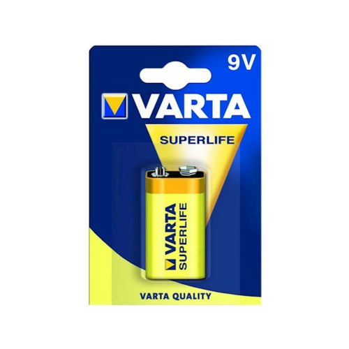 Батарейка, Крона, 6F22, Zinc-Carbon, 1шт в уп, VARTA SuperLife (2022101411), солевая, Blister Card