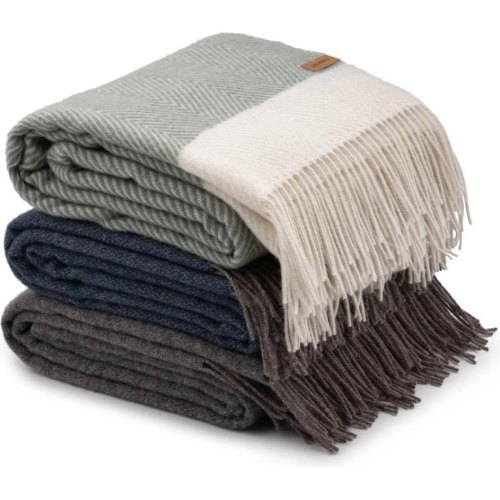 Плед Ardesto Leonardo Doubleface, 140x200см, 100% вовна, бежево-білий (ART0407LD)