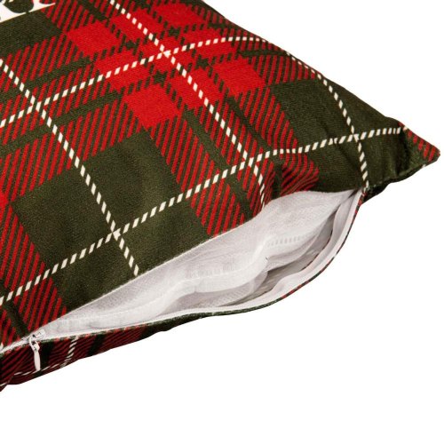 Подушка декоративна Ardesto Christmas Happy Holidays, 45х45см, 100% поліестер, зелено-червона клітинка (ART1032HGR)