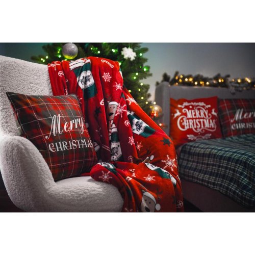 Подушка декоративна Ardesto Christmas Happy Holidays, 45х45см, 100% поліестер, зелено-червона клітинка (ART1032HGR)