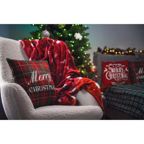 Подушка декоративна Ardesto Christmas Happy Holidays, 45х45см, 100% поліестер, зелено-червона клітинка (ART1032HGR)