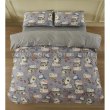 Комплект постільної білизни Ardesto Gloria, двоспальний, підковдра/простирадло/2 наволочки, 100% бавовна, сатин, коти, сірий (ART2022FC)