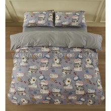 Комплект постільної білизни Ardesto Gloria, двоспальний, підковдра/простирадло/2 наволочки, 100% бавовна, сатин, коти, сірий (ART2022FC)