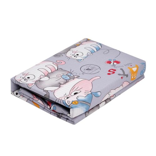 Комплект постільної білизни Ardesto Gloria, двоспальний, підковдра/простирадло/2 наволочки, 100% бавовна, сатин, коти, сірий (ART2022FC)