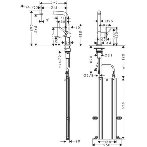 Змішувач для кухні Hansgrohe Talis M54, витяжний, 1 важіль, матовий чорний (72808670)