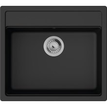 Мийка кухонна Hansgrohe S52 S520-F510, врізна, прямокутна, одна чаша, без крила, граніт, чорна (43359170)
