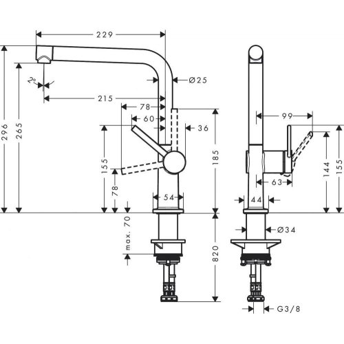 Змішувач для кухні Hansgrohe Talis M54, поворотний, 1 важіль, сталь (72840800)