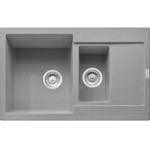 Мийка кухонна Franke Maris, накладна, прямокутна, дві чаші, з крилом, фраграніт, сіра (114.0565.124)
