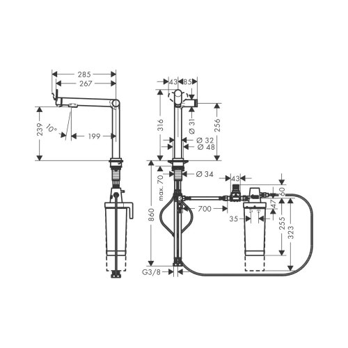 Змішувач для кухні Hansgrohe Aqittura M91, поворотний, 1 важіль, FilterSystem 240 (76804800)