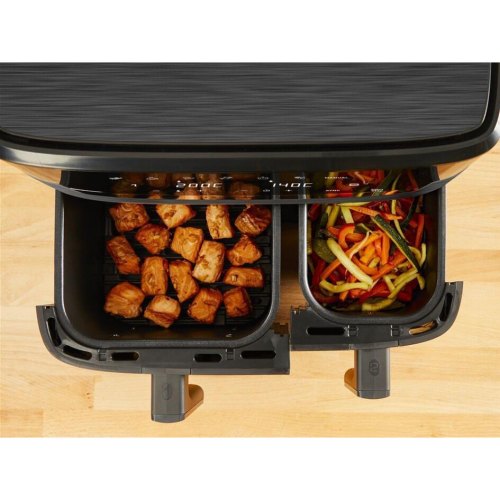 Мультипіч Moulinex Dual Easy Fry, 2700Вт, 2 чаші, 5.2/3.1л, сенсорне керування, гриль, пластик, чорна (EZ901H20)