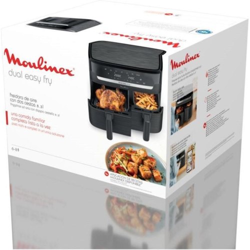 Мультипіч Moulinex Dual Easy Fry, 2700Вт, 2 чаші, 5.2/3.1л, сенсорне керування, гриль, пластик, чорна (EZ901H20)