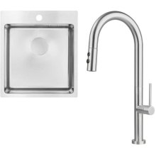 Набір для кухні Deante Olfato, сталева мийка ZPO_010A, змішувач BQO_F72M, матова сталь (ZPOE010A)