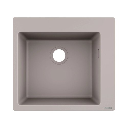 Мийка кухонна Hansgrohe S51 S510-F450, накладна, квадратна, одна чаша, без крила, граніт, сіра (43312380)