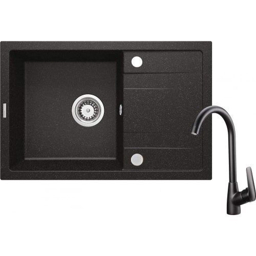 Набір для кухні Deante Corio, гранітна мийка ZRC_2113, змішувач BMO_N62M, графіт (ZRCB2113)