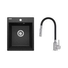 Набір для кухні Deante Corio, гранітна мийка ZRC_2103, змішувач BOC_B740, графіт (ZRCD2103)