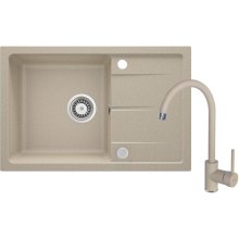 Набір для кухні Deante Leda, гранітна мийка ZRD_7113, змішувач BEN_762M, бежевий (ZRDA7113)