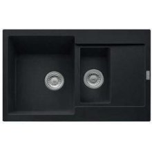 Мийка кухонна Franke Maris MRG 651-78, накладна, прямокутна, дві чаші, без крила, фраграніт, матова, чорна (114.0631.461)