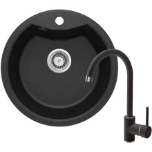 Набір для кухні Deante Solis, гранітна мийка ZRS_2803, змішувач BEN_262M, графіт/хром (ZRSB2803)