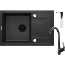 Набір для кухні Deante Corio, гранітна мийка ZQN_N113, змішувач BMO_062M, дозатор ZZZ_000D, графіт (ZRCC2113)