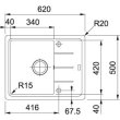 Мийка кухонна Franke Basis BFG 611-62, накладна, прямокутна, одна чаша, з крилом, фраграніт, сахара (114.0272.596)