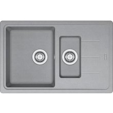 Мийка кухонна Franke Basis BFG 651-78, накладна, прямокутна, дві чаші, з крилом, фраграніт, сіра (114.0565.111)
