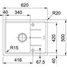 Мийка кухонна Franke Basis BFG 611-62, прямокутна, з крилом, одна чаша, накладна, фраграніт, бежева (114.0272.595)