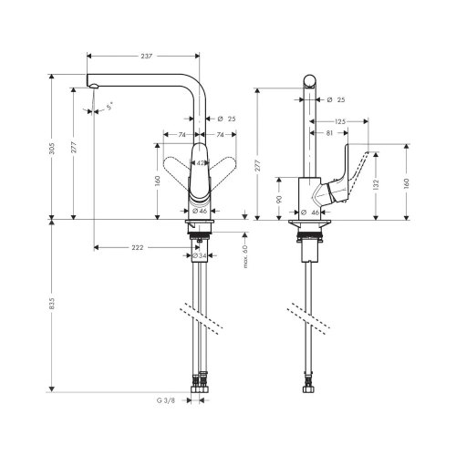 Змішувач для кухні Hansgrohe Focus, поворотний, 1 важіль, матовий чорний (31817670)
