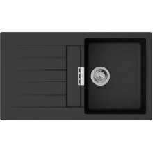 Мийка кухонна Hansgrohe S52 S520-F345, врізна, прямокутна, одна чаша, з крилом, граніт, чорна (43356170)