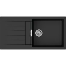Мийка кухонна Hansgrohe S52 S520-F480, накладна, прямокутна, одна чаша, з крилом, граніт, чорна (43358170)