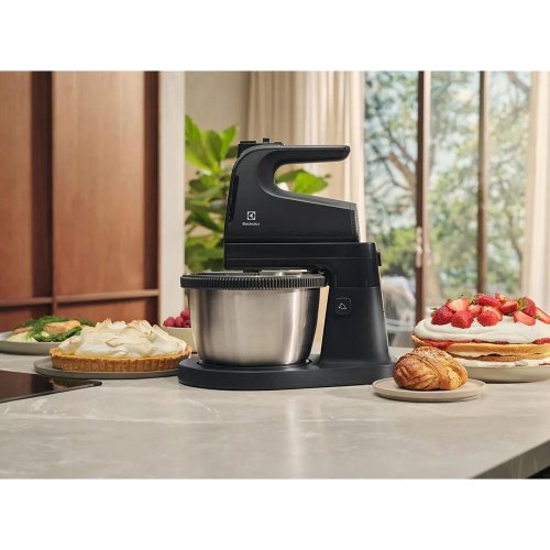 Міксер стаціонарний Electrolux ESM4B, 500Вт, 4 насадки, металева чаша, 3.5л, темно-сірий