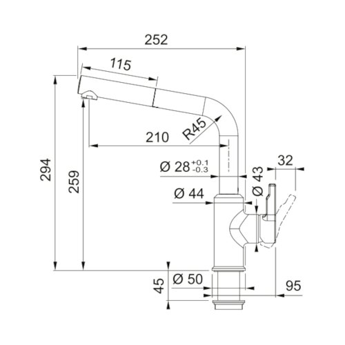 Змішувач для кухні Franke Urban, витяжний, 1 важіль, сірий (115.0595.089)