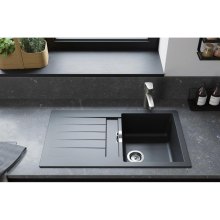 Мийка кухонна Hansgrohe S52 S52-F480, врізна, прямокутна, одна чаша, з крилом, граніт, сіра (43358290)