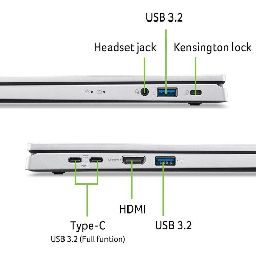 Ноутбук Acer Aspire Go AG15-32P 15.6 FHD IPS, Intel C N150, 8GB, F512GB, UMA, Lin, сріблястий (NX.J8XEU.003)