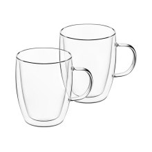 Набір чашок Ardesto, 270мл, 2шт, з ручками, подвійні стінки, боросилікатне скло, прозорий (AR2627BHR)