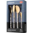 Набір столового приладдя Ardesto Gemini Marmo, 16 предметів, нержавіюча сталь/пластик, золотисто-білий (AR1916MWS)