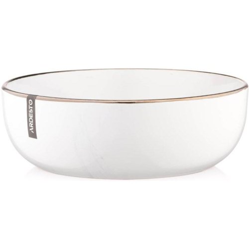 Тарілка супова Ardesto Marmo, 19см, кераміка, біла (AR2919MRBW)