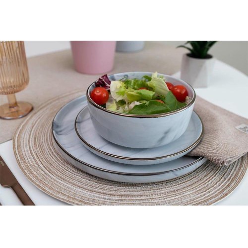 Тарілка супова Ardesto Marmo, 19см, кераміка, біла (AR2919MRBW)