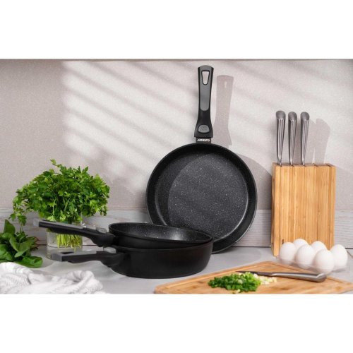 Сковорода глибока Ardesto Gemini Bari, 28см, знімна ручка, алюміній, чорна (AR1228B)