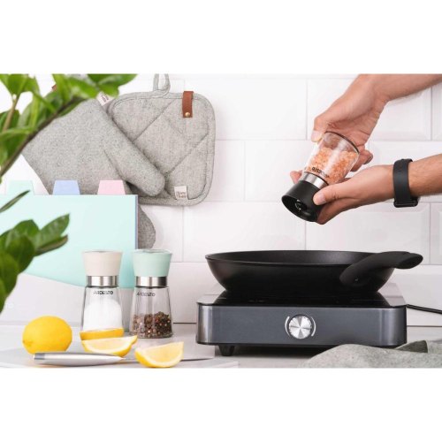 Млинок Ardesto Gemini, для солі та перцю, 180мл, скло/пластик, прозорий/чорний (AR2101BL)