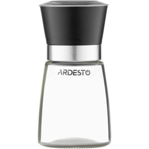 Млинок Ardesto Gemini, для солі та перцю, 180мл, скло/пластик, прозорий/чорний (AR2101BL)