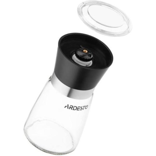 Млинок Ardesto Gemini, для солі та перцю, 180мл, скло/пластик, прозорий/чорний (AR2101BL)