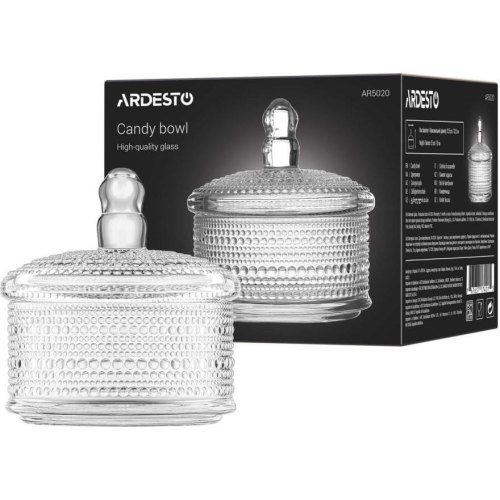 Цукерниця Ardesto Verbena, 12.5см, скло, прозора (AR5020)