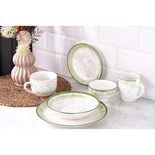 Чашка Ardesto Siena, 500мл, порцеляна, біло-зелена (AR2950SWG)