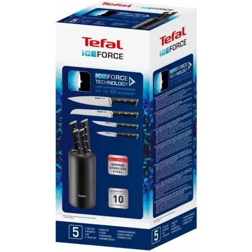 Набір ножів Tefal Ice Force, 4шт, пластикова колода, нержавіюча сталь/пластик, чорний (K2325S75)