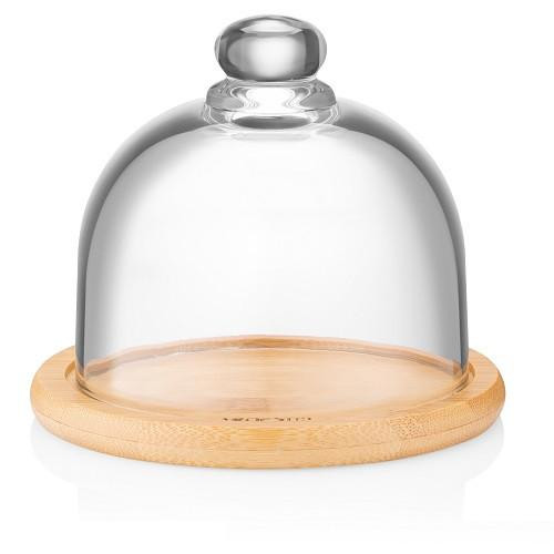 Блюдо Ardesto, 12см, з кришкою, бамбук/скло, прозоре (AR2612BD)