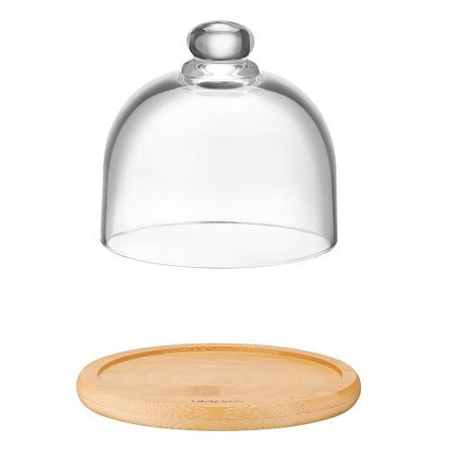 Блюдо Ardesto, 12см, з кришкою, бамбук/скло, прозоре (AR2612BD)