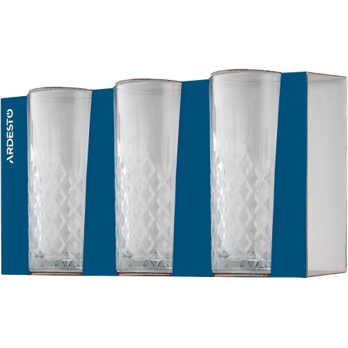 Набір склянок Ardesto Alba, 356мл, 3шт, скло, прозорий (AR2635AB)