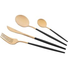 Набір столового приладдя Ardesto Gemini Lecco, 4 предмети, нержавіюча сталь, золотисто-чорний (AR0704LB)