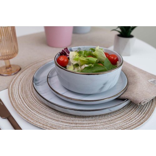 Тарілка обідня Ardesto Marmo, 27см, кераміка, біла (AR2927MRW)