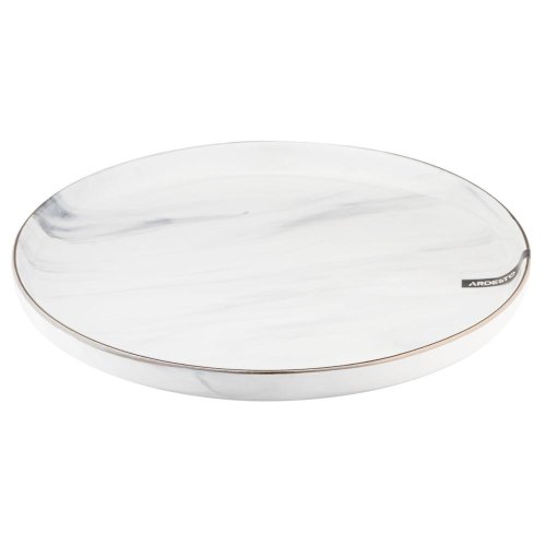 Тарілка обідня Ardesto Marmo, 27см, кераміка, біла (AR2927MRW)